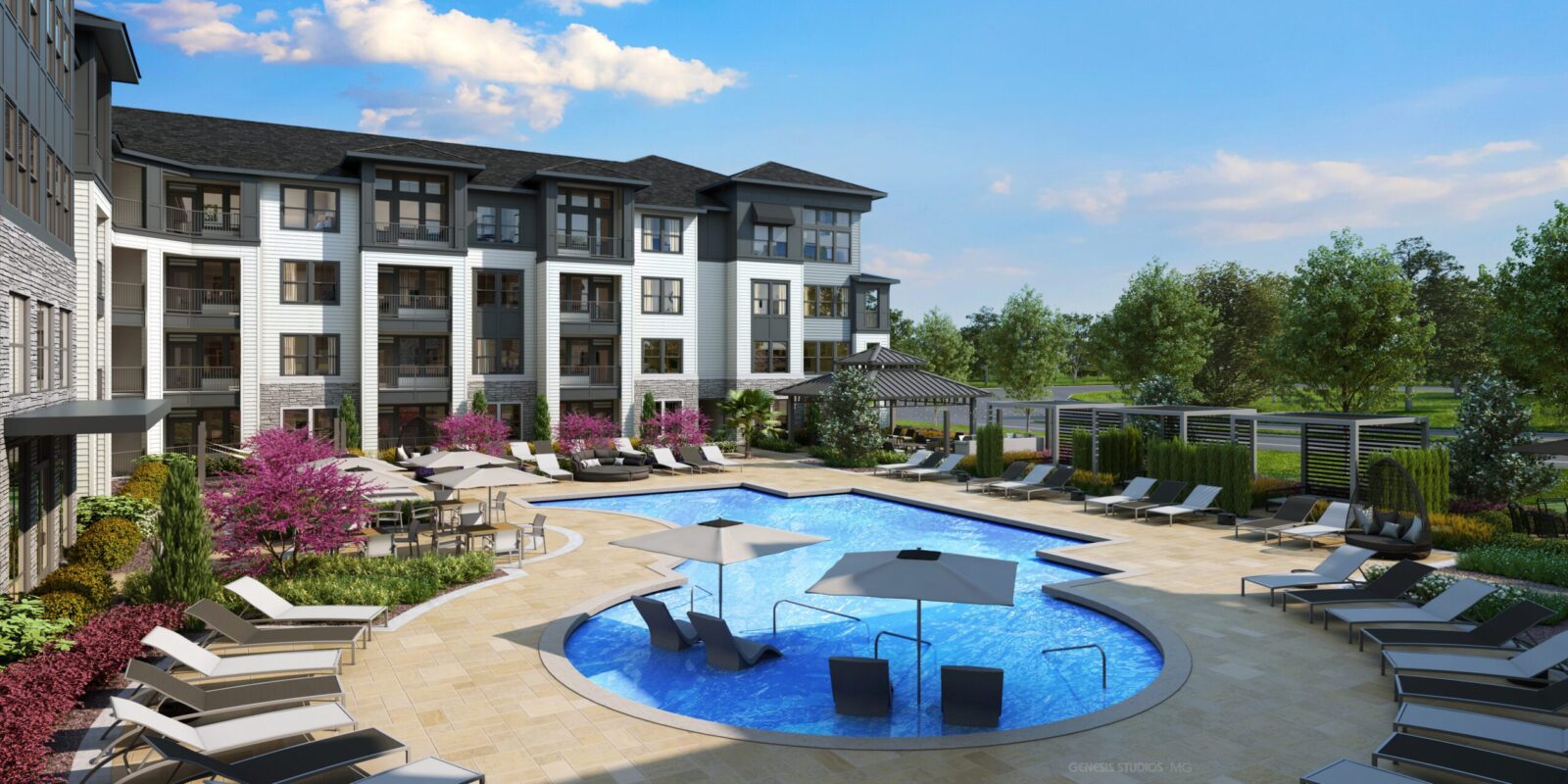 The Addison One15 rendering with pool